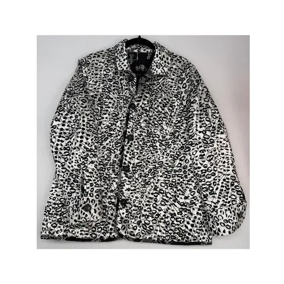 Chicos Pagoda Asian Black White Reversible Embroidered Jacket 4 XXL/20 - Picture 10 of 12
